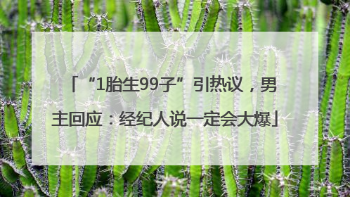 “1胎生99子”引热议，男主回应：经纪人说一定会大爆