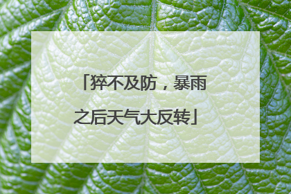 猝不及防，暴雨之后天气大反转