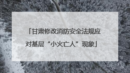 甘肃修改消防安全法规应对基层“小火亡人”现象