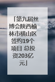 第九届丝博会陕西榆林市横山区签约19个项目 总投资203亿元