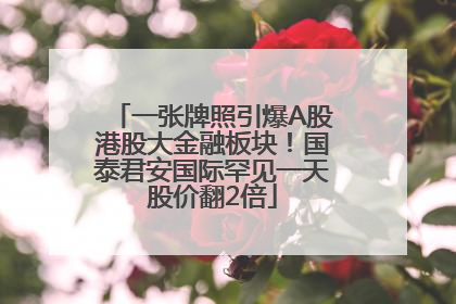 一张牌照引爆A股港股大金融板块！国泰君安国际罕见一天股价翻2倍