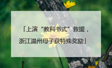上演“教科书式”救援，浙江温州母子获特殊奖励
