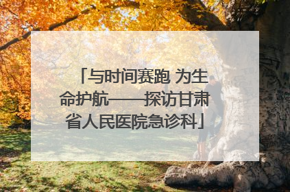 与时间赛跑 为生命护航——探访甘肃省人民医院急诊科