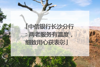 中信银行长沙分行：两老服务有温度，细致用心获表彰