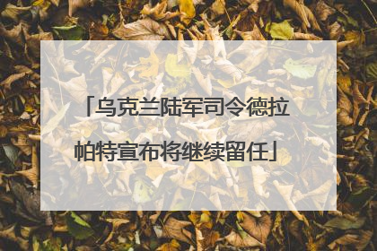 乌克兰陆军司令德拉帕特宣布将继续留任