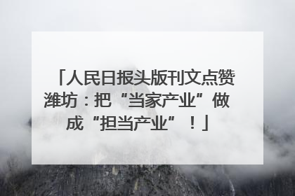 人民日报头版刊文点赞潍坊：把“当家产业”做成“担当产业”！