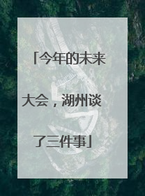 今年的未来大会，湖州谈了三件事