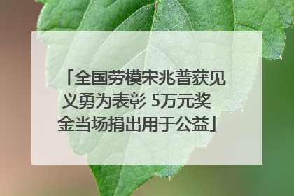 全国劳模宋兆普获见义勇为表彰 5万元奖金当场捐出用于公益