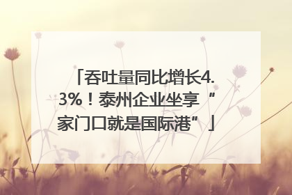 吞吐量同比增长4.3%！泰州企业坐享“家门口就是国际港”