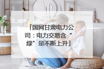 国网甘肃电力公司：电力交易含“绿”量不断上升