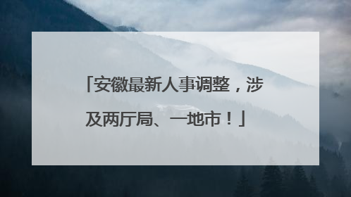 安徽最新人事调整，涉及两厅局、一地市！