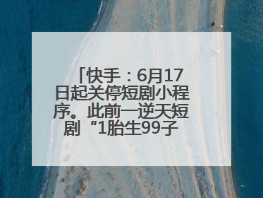 快手：6月17日起关停短剧小程序。此前一逆天短剧“1胎生99子”被全网下架
