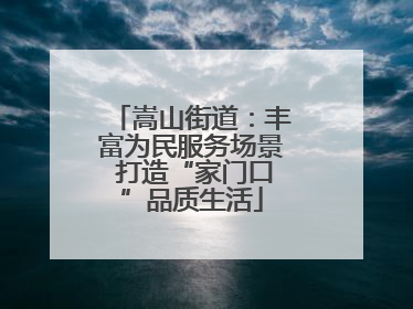 嵩山街道：丰富为民服务场景 打造“家门口”品质生活