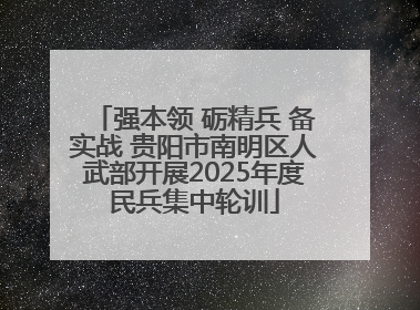 强本领 砺精兵 备实战 贵阳市南明区人武部开展2025年度民兵集中轮训