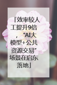 效率较人工提升9倍，“AI大模型+公共资源交易”场景在启东落地