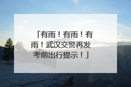 有雨！有雨！有雨！武汉交警再发考前出行提示！