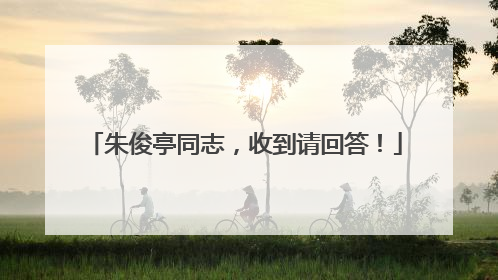 朱俊亭同志，收到请回答！