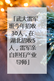 武大雷军班今年招收30人，在湖北招收5人，雷军亲自担任产业导师
