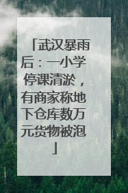 武汉暴雨后：一小学停课清淤，有商家称地下仓库数万元货物被泡