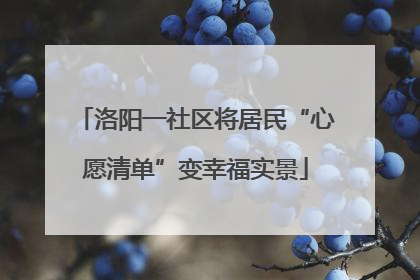 洛阳一社区将居民“心愿清单”变幸福实景