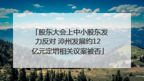 股东大会上中小股东发力反对 漳州发展约12亿元定增相关议案被否