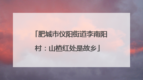 肥城市仪阳街道李南阳村：山楂红处是故乡