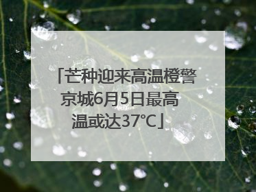 芒种迎来高温橙警 京城6月5日最高温或达37℃