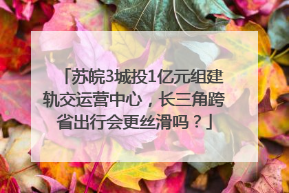 苏皖3城投1亿元组建轨交运营中心，长三角跨省出行会更丝滑吗？