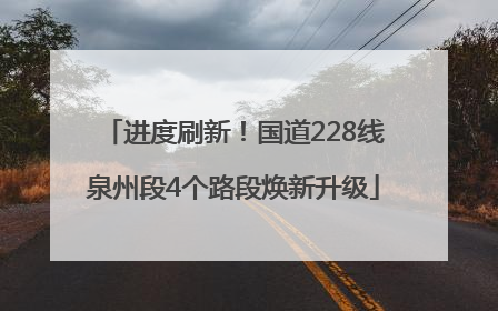 进度刷新！国道228线泉州段4个路段焕新升级