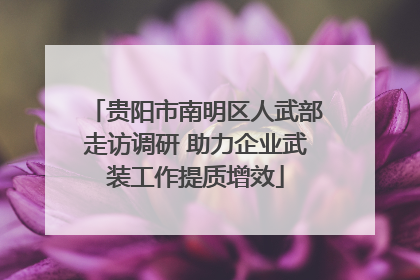 贵阳市南明区人武部走访调研 助力企业武装工作提质增效
