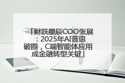 财跃星辰COO张展：2025年AI普惠破圈，C端智能体应用成金融转型关键
