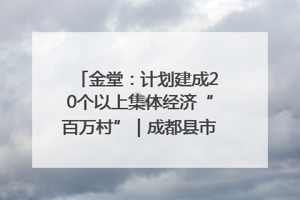 金堂：计划建成20个以上集体经济“百万村”｜成都县市新城高质量发展