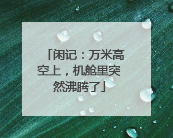 闲记：万米高空上，机舱里突然沸腾了