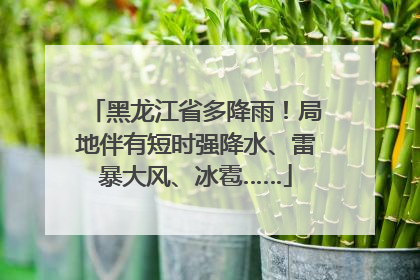 黑龙江省多降雨！局地伴有短时强降水、雷暴大风、冰雹……