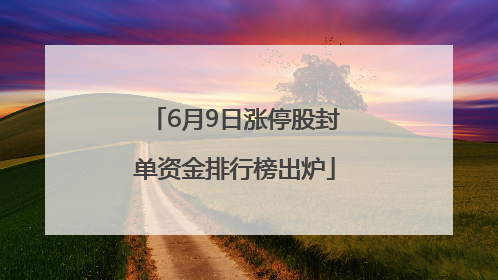 6月9日涨停股封单资金排行榜出炉
