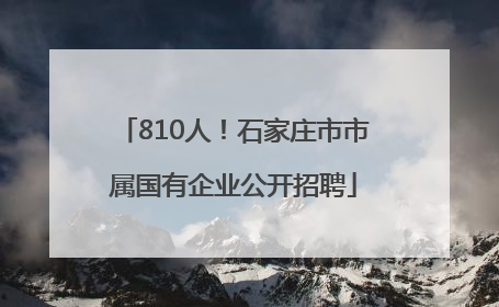 810人！石家庄市市属国有企业公开招聘