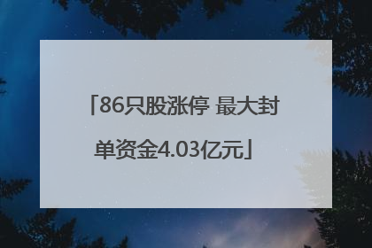 86只股涨停 最大封单资金4.03亿元
